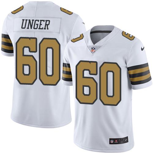 Nike Saints #60 Max Unger White Men's Stitched NFL Limited Rush Jersey - Click Image to Close